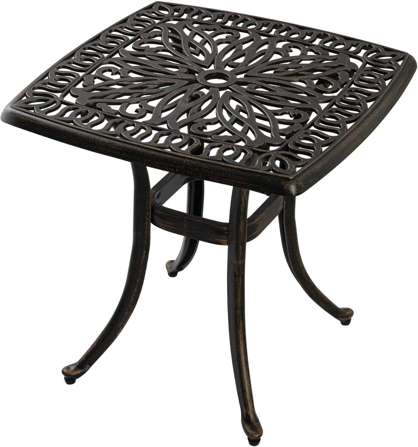 Outdoor Cast Aluminum Side Table End Table for Patio, Backyard, Pool ...