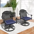 thumbnail image 1 of Outdoor Cast Aluminum Swivel Chairs (2pcs), Black Frame, Random Color Seat Covers 2pcs Garden Chairs, Cushions, 1 of 5