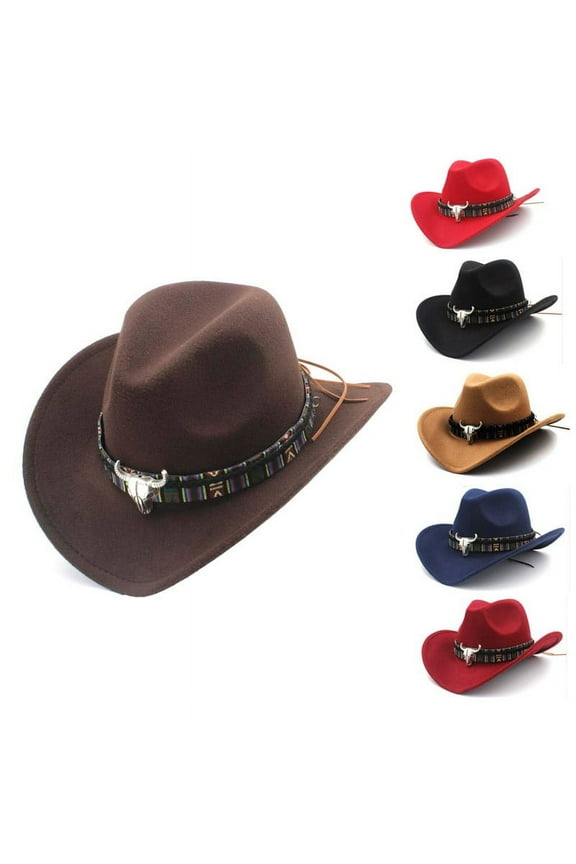 Outdoor Casual Fashion Personality hat Summer Spring Autumn Winter Wool Hat Women Men Ethnic Style Western Cowboy Hat for Lady Tassel Felt Cowgirl Sombrero Caps Travel Sun Hat Wild hat