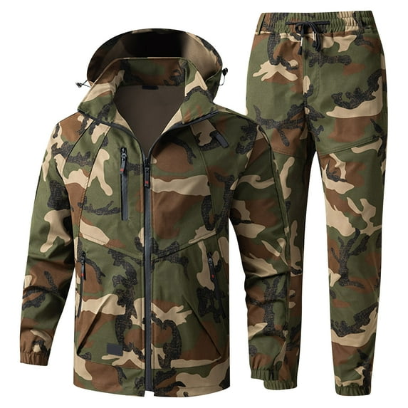 Outdoor Casual Jacket Men's Suits Labor Insurance Clothing Wear-resistant Dirt-resistant Tracksuits Multi-pocket Tooling High-quality Hiking Sets Camping Camouflage Jacket Long Pants 2-piece Sets