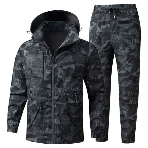 Outdoor Casual Jacket Men's Suits Labor Insurance Clothing Wear-resistant Dirt-resistant Tracksuits Multi-pocket Tooling High-quality Hiking Sets Camping Camouflage Jacket Long Pants 2-piece Sets