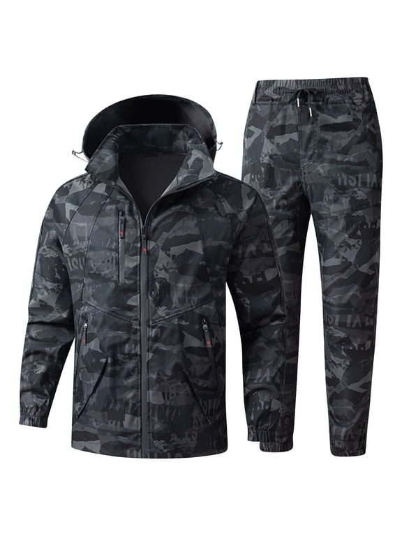Outdoor Casual Jacket Men's Suits Labor Insurance Clothing Wear-resistant Dirt-resistant Tracksuits Multi-pocket Tooling High-quality Hiking Sets Camping Camouflage Jacket Long Pants 2-piece Sets