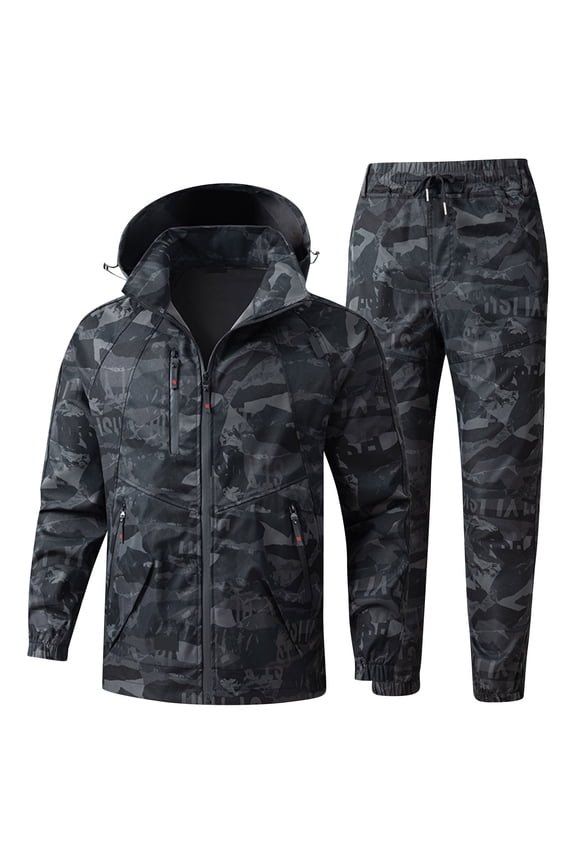 Outdoor Casual Jacket Men's Suits Labor Insurance Clothing Wear-resistant Dirt-resistant Tracksuits Multi-pocket Tooling High-quality Hiking Sets Camping Camouflage Jacket Long Pants 2-piece Sets