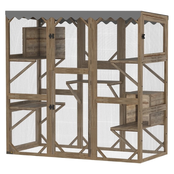 Outdoor Cat Enclosure Catio with Window Access, 5 Platforms & 2 Boxes