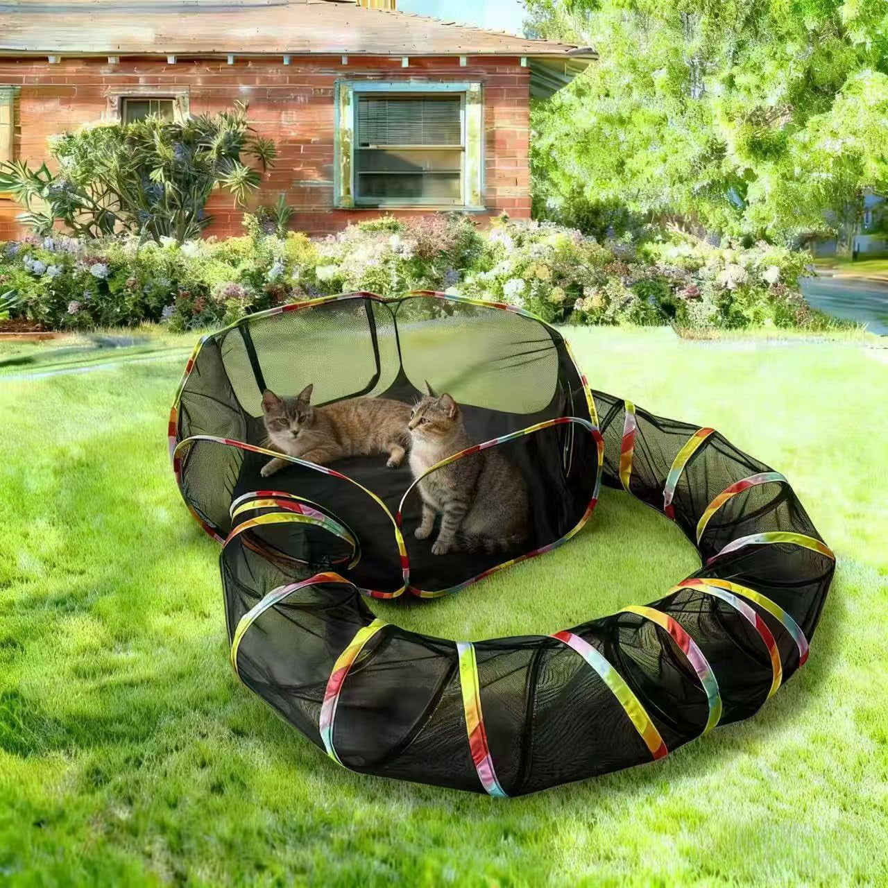 Outdoor Cat Enclosure  Portable Tents For Outside Cage Free Playpen Pet Tunnel Playground Indoor Cats & Small Animals