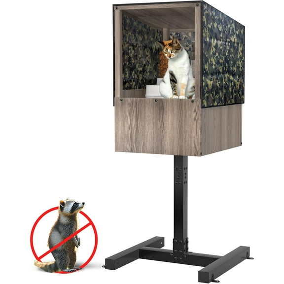 Outdoor Cat Feeding Station, Weatherproof Elevated Feral Cat House and Shelter for Outdoor Feeder Use