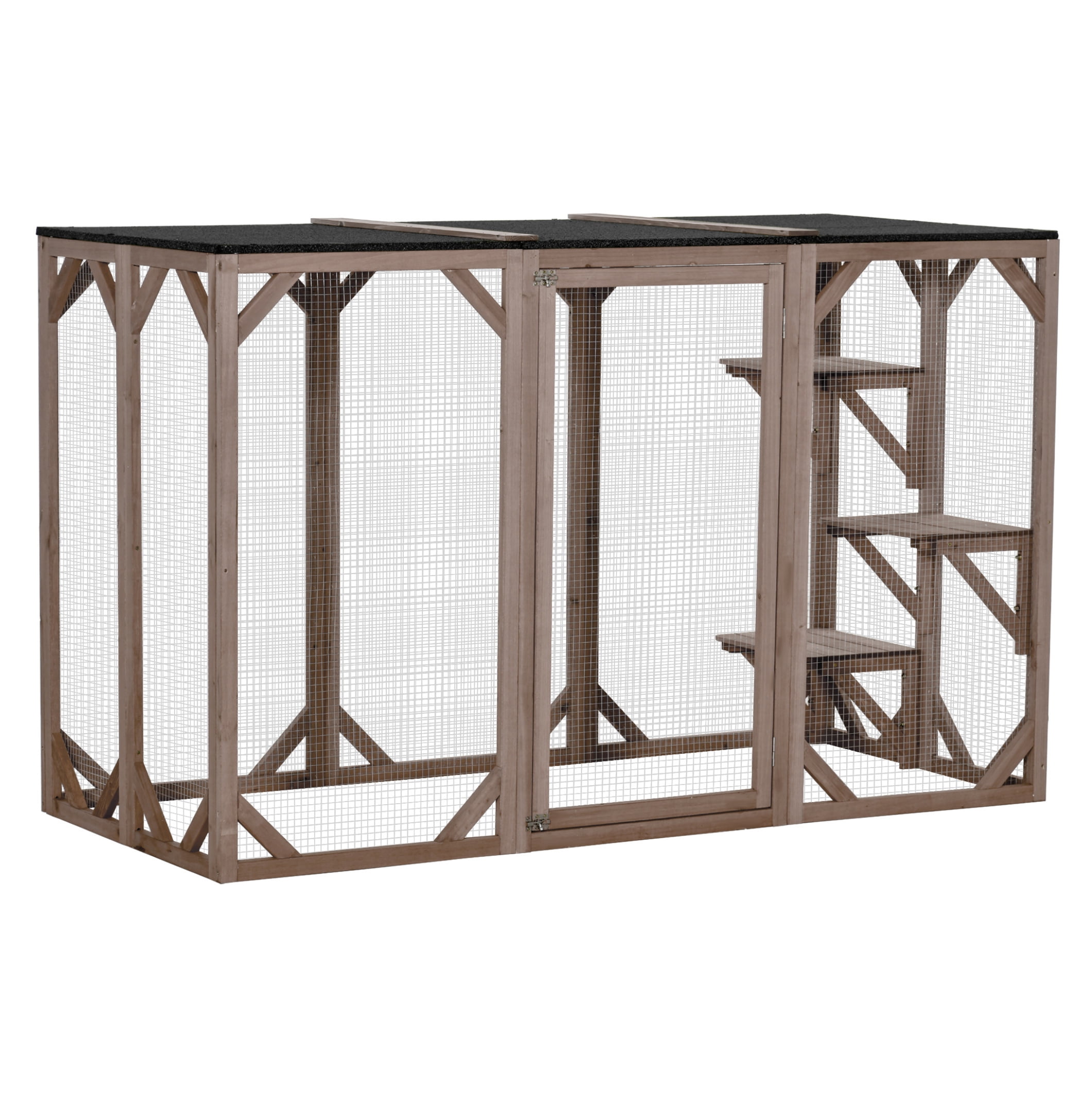 Outdoor Cat House Catio Wooden Feral Cat Shelter 71" Large Door Weatherproof