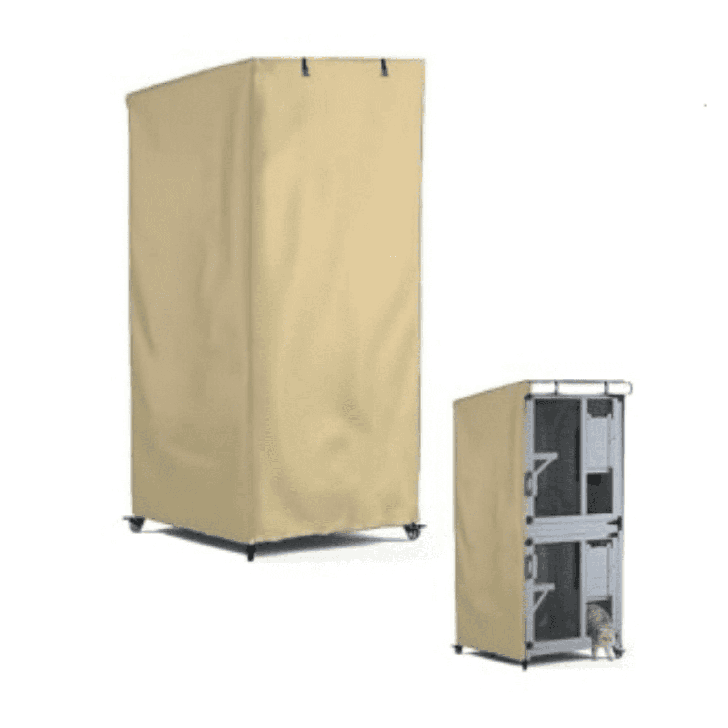 Outdoor Cat House Cover, Extremely Waterproof Feral Cattery Cat Cover, Cat Enclosure Cover, Large Cat Cage Condo/Cat House Cover - 32" L x 32" W x 71" H，Khaki (Cover only)