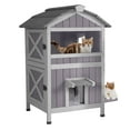 thumbnail image 1 of Outdoor Cat House Feral Cat Enclosure Weatherproof Kitty 2-Story Shelter with Escape Doors, 1 of 7