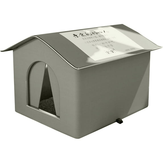 Outdoor Cat House, Foldable Warm Pet Cave, Rainproof Shelter, Insulated Winter Habitat, Animal Tent, Portable Weatherproof Enclosure, Feline Refuge Station for Feral Cat Puppy Bunny (Gray, M)