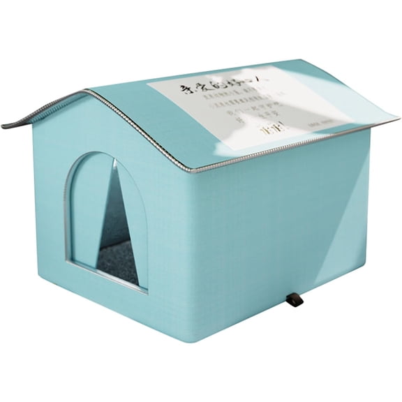 Outdoor Cat House, Foldable Warm Pet Cave, Rainproof Shelter, Insulated Winter Habitat, Animal Tent, Portable Weatherproof Enclosure, Feline Refuge Station for Feral Cat Puppy Bunny (Blue, S)