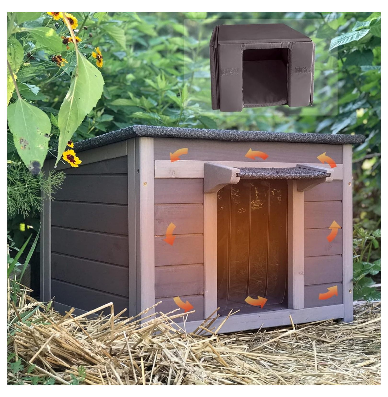 Outdoor Cat House Insulated Feral Cat Shelter with Thermal Liner
