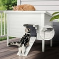 thumbnail image 1 of Outdoor Cat House Insulated for Multiple Cats, Weatherproof Large Wooden Pet House, Feral Cat Shelter, Foldable Ladder and Acrylic Side Window, White, 1 of 7