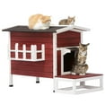Outdoor Cat House, Large Feral Cats House With Escape Door,Wooden