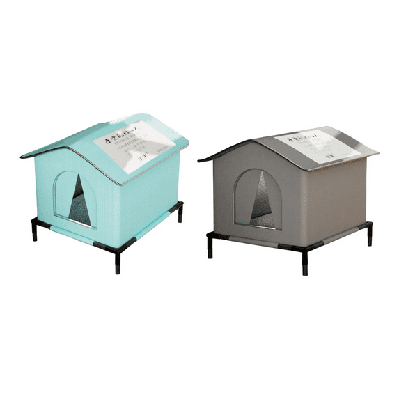 Outdoor Cat House Waterproof Weatherproof Insulated Winter Shelter for Stray Cats with Raised Floor, Warm Windproof Tent for All Seasons, Includes Stand