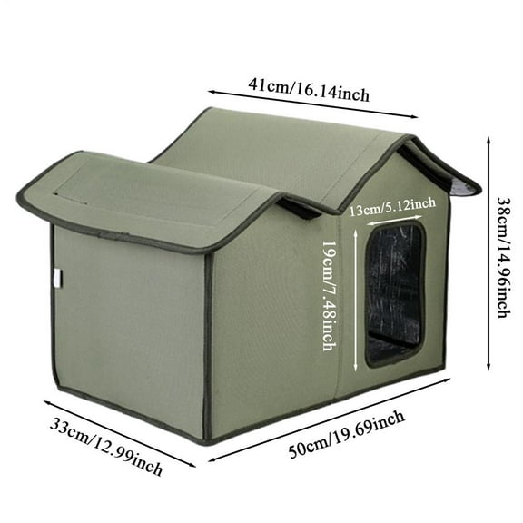 Outdoor Cat House, Weather-Resistant & Insulated Shelter For Cats And Small Dogs, Foldable Pet Tent With Removable Roof, Portable For Garage Porch Barn Use (33"x19"x15")