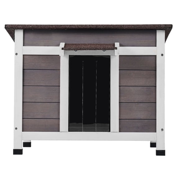 Outdoor Cat House Weatherproof, Feral Cat Shelter for Multiple Cats, Outdoor Wooden Cat Rabbit House with a Window, Open Roof and PVC Door Flaps, 24"L x 21"W x 18"H