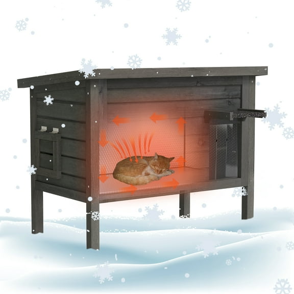 Outdoor Cat House Weatherproof, Insulated Feral Cat Shelter with Thermal Foil Lining