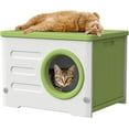 thumbnail image 1 of Outdoor Cat House Weatherproof&Insulated,Plastic Waterproof Elevated Cat Shelter Stackable Pet House Cat Wave for Outdoor Indoor Use with Bed Cushion（Green）, 1 of 7