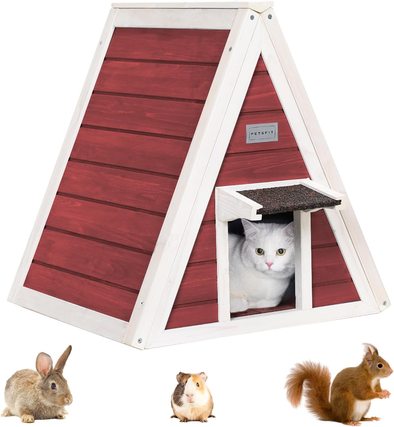Outdoor Cat House Weatherproof, Outside Feral Cat House with Escape