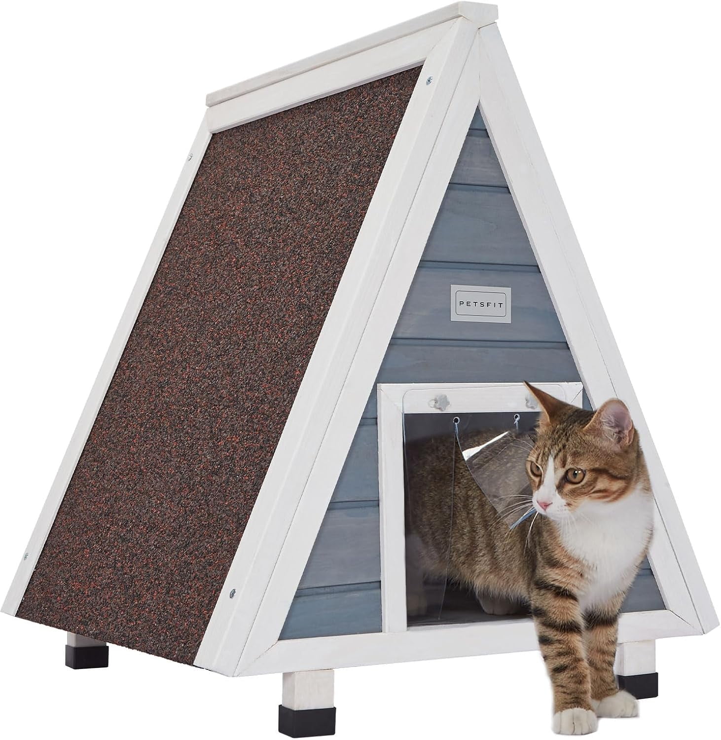 Outdoor Cat House Weatherproof, Outside Feral Cat House with Escape
