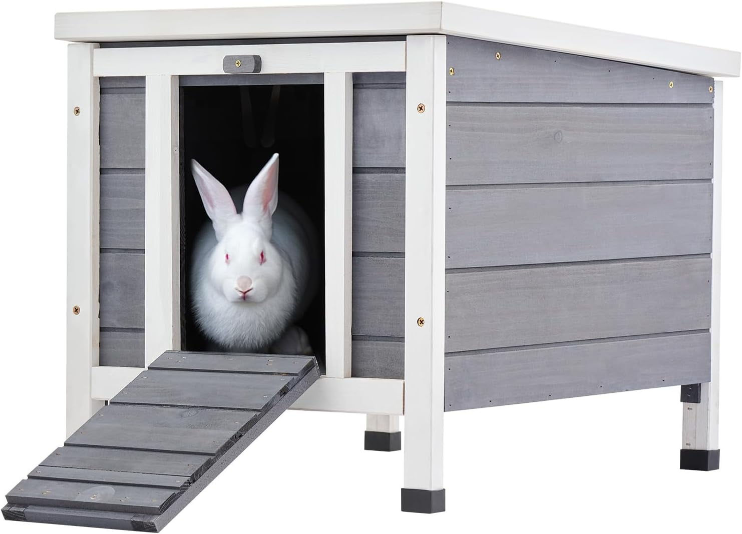 Outdoor Cat House Weatherproof Rabbit Hutch Hideout Indoor Bunny Cage ...