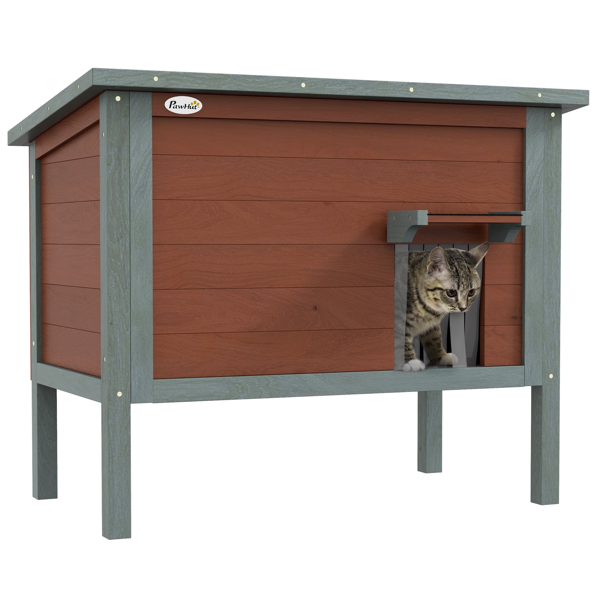 Outdoor Cat House, Wooden Feral Cat House, All-Around Foam Insulated Cat Shelter with Weatherproof Roof, Removable Floor, Openable Roof, Brown