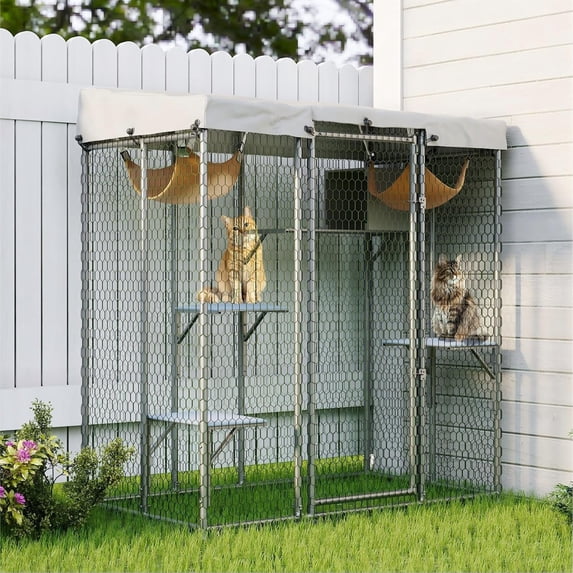 Outdoor Cat Houses, Large Cat Cage with Window Access, Cat Shelter with ...