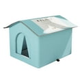 thumbnail image 1 of Outdoor Cat Shelter for Stray Cats, Weatherproof Garden House with Waterproof Cover, Warm Protective Nest from Rain and Cold (Sky Blue, L), 1 of 8