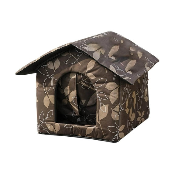 Outdoor Cat Shelter for Winter, Weatherproof Feral Cat House with Door Flap, Warm Kitty Bed with Removable Pad for Stray Cats and Small Dogs