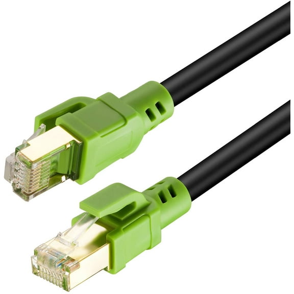 Outdoor Cat8 Ethernet Cable 50 Feet. Heavy Duty High Speed 26AWG Cat8 Internet LAN Network Cable 40Gbps. 2000Mhz SSTP LAN Cables with Gold Plated RJ45 Connector for Router. Modem. Gaming.