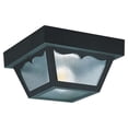 thumbnail image 1 of Outdoor Ceiling 1-Light 8.25 In. W Black Plastic Square Flush Mount Ceiling Fixture With Clear Textured Glass Shade, 1 of 3