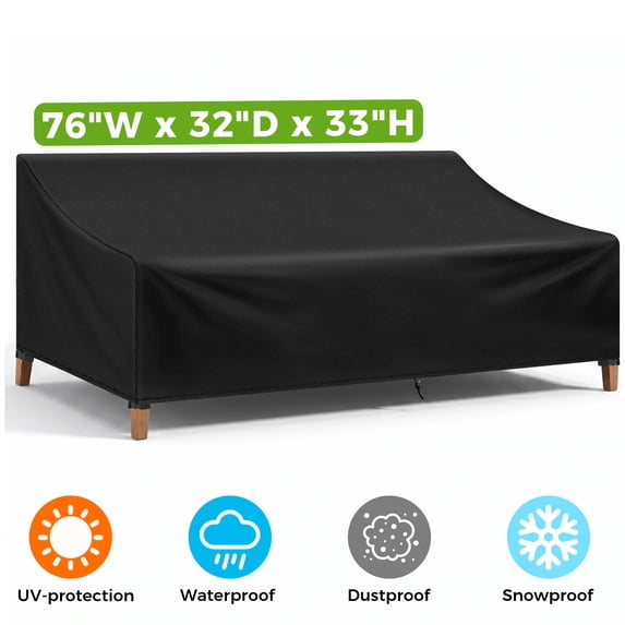 Outdoor Chair Cover, NASUM Outdoor Furniture Covers Waterproof, Patio Outdoor Couch Cover, 420D Oxford Cloth Durable Lounge Furniture Chair Cover 76''L x 32.5''W x 33''H, Black