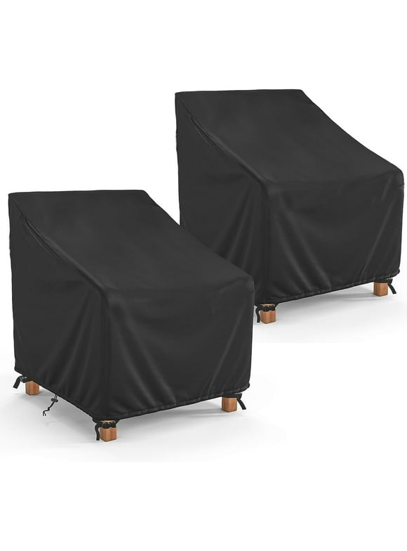 Outdoor Chair Covers, 210D Patio Furniture Covers Waterproof,  Lawn Furnitures Covers Fits up to 33W x 33D x 36H Inches, Black, 2 Pack