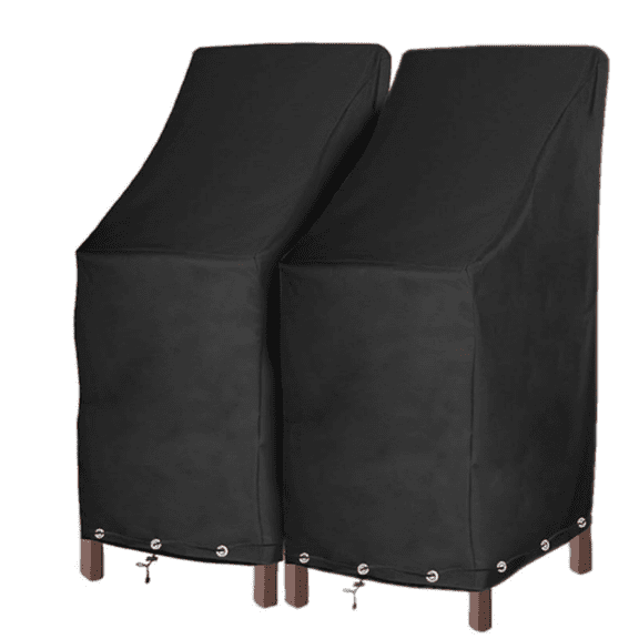 Outdoor Chair Covers, High Back Patio Chair Covers Waterproof, Heavy Duty Patio Furniture Covers, Stackable Outdoor Bar Stool Covers, 600D, High Back with Lock Hole-2 Pack
