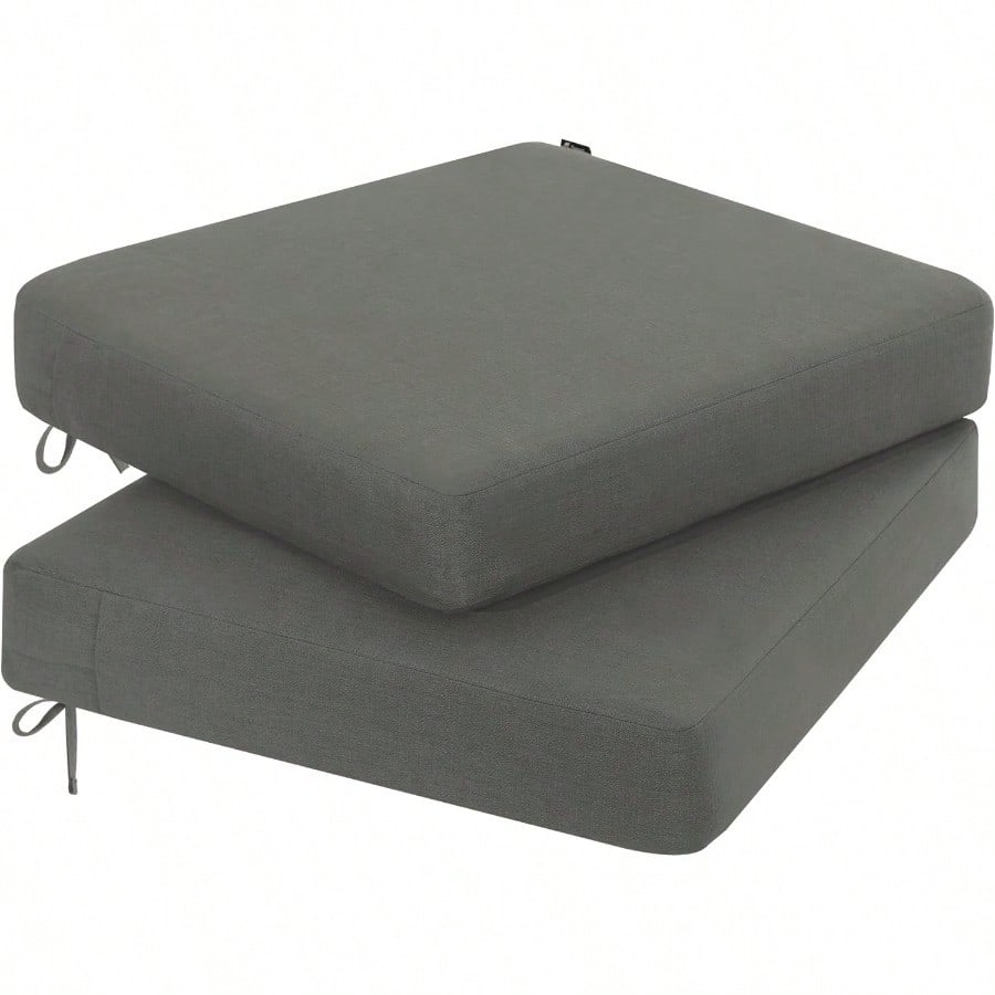 Outdoor Chair Cushion 22 x 22 x 3 Inch Rainproof 3Year Fade Resistant Patio Furniture Cushions with Removable Cover and Adjustable Ties for Garden Sofa Couch Pads Set of 2 Dark Gray