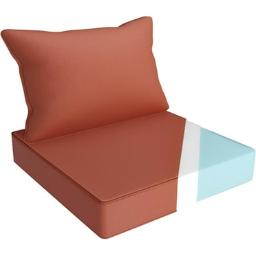 Outdoor Chair Cushion Set 19 x 19 Inch Waterproof Fade Resistant Patio Furniture Cushions with Handle and Adjustable Straps Back Seat Cushions for Wicker Seat and Couch
