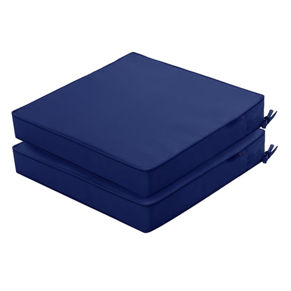 Outdoor Chair Cushions 16 X 17 Inch Water Resistant Patio With Tie 3 Year Color Fastness Thick Seat Cushion For Garden Lawn Furniture Navy Set Of 2