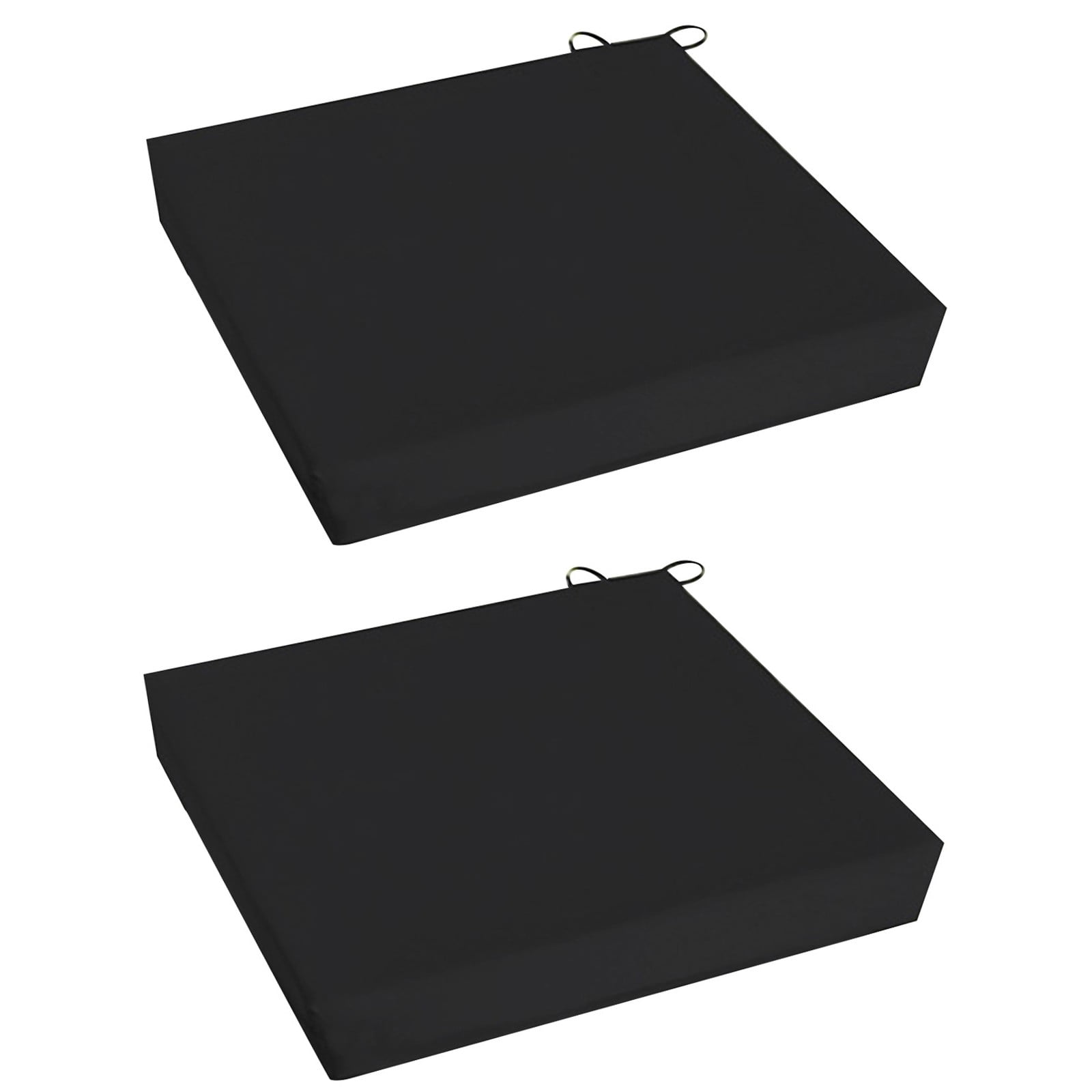 Outdoor Chair Cushions 18 Inch, Waterproof & Fade Resistant Patio Seat Cushion for Furniture with Handle and Ties, Thick Seating Pads for Outside Sofa Couch Set of 2(Black)
