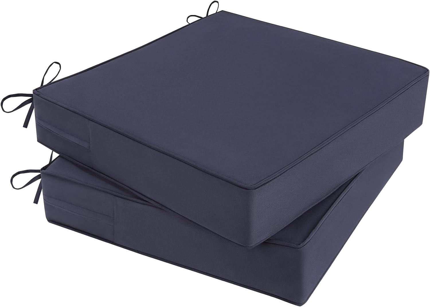 Outdoor Chair Cushions 19x19x4 Inch, Waterproof Grey Patio Furniture Cushions Set of 2 with Ties & Handle, 3 Year Color Fastness Square Replacement Seat Cushions for Sofa, Couch