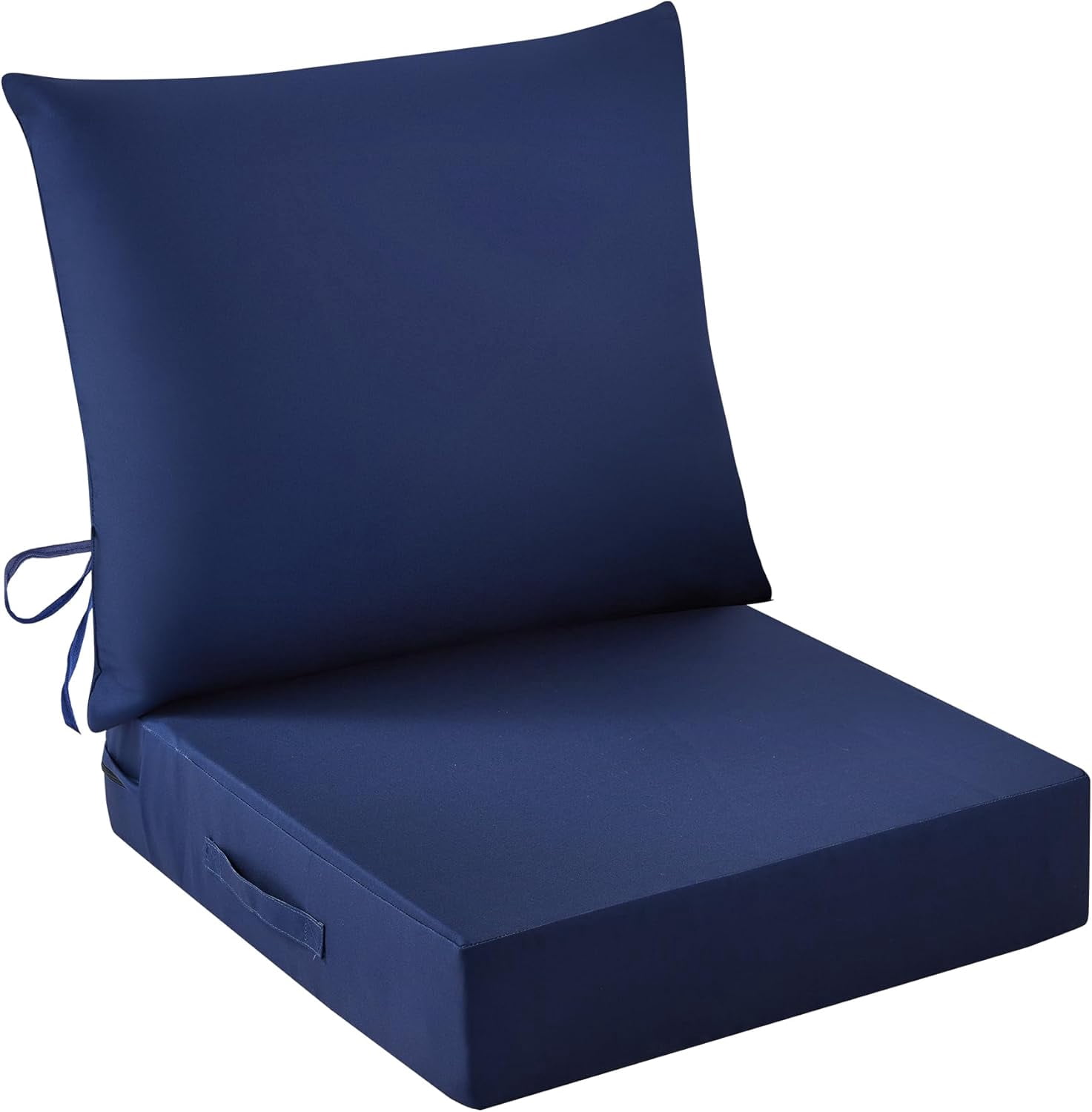 Outdoor Chair Cushions, 24 x 24 Inch Outdoor Cushion for Patio Furniture, Patio Chair Cushion, Waterproof & Fade Resistant Deep Patio Furniture Cushions Set with Handle and Ties, Navy Blue