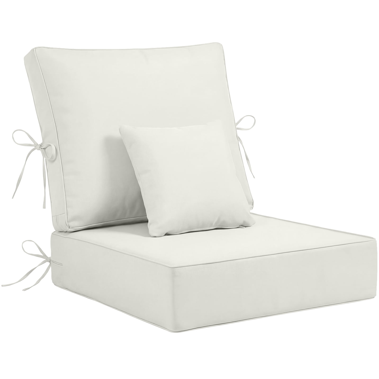 Outdoor Chair Cushions 24 x 24 x 6 inch for Patio Furniture, Fade & Water Resistant Patio Cushions with Removable Cover and Straps, Beige
