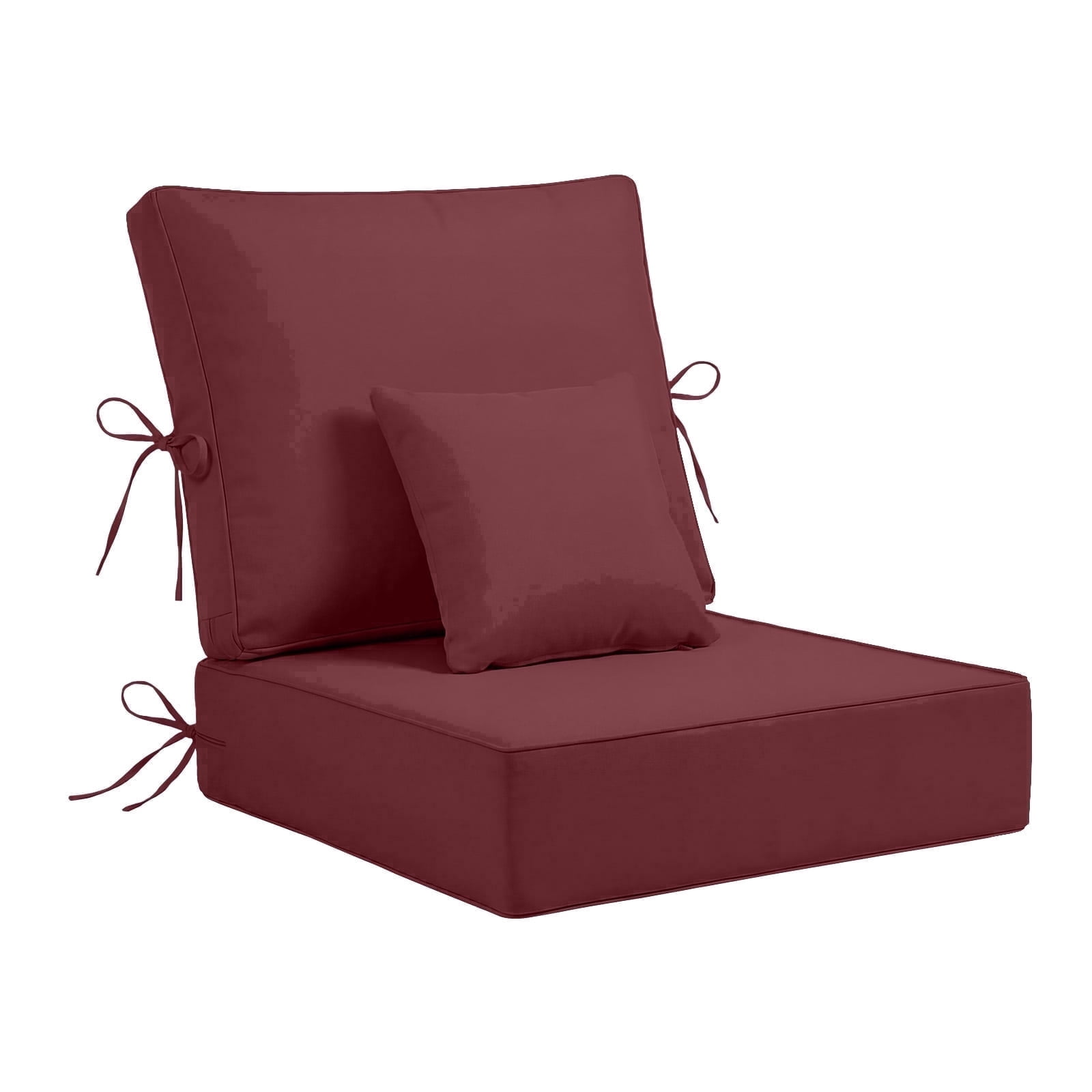 Outdoor Chair Cushions 24 x 24 x 6 inch for Patio Furniture, Fade & Water Resistant Patio Cushions with Removable Cover and Straps, Red