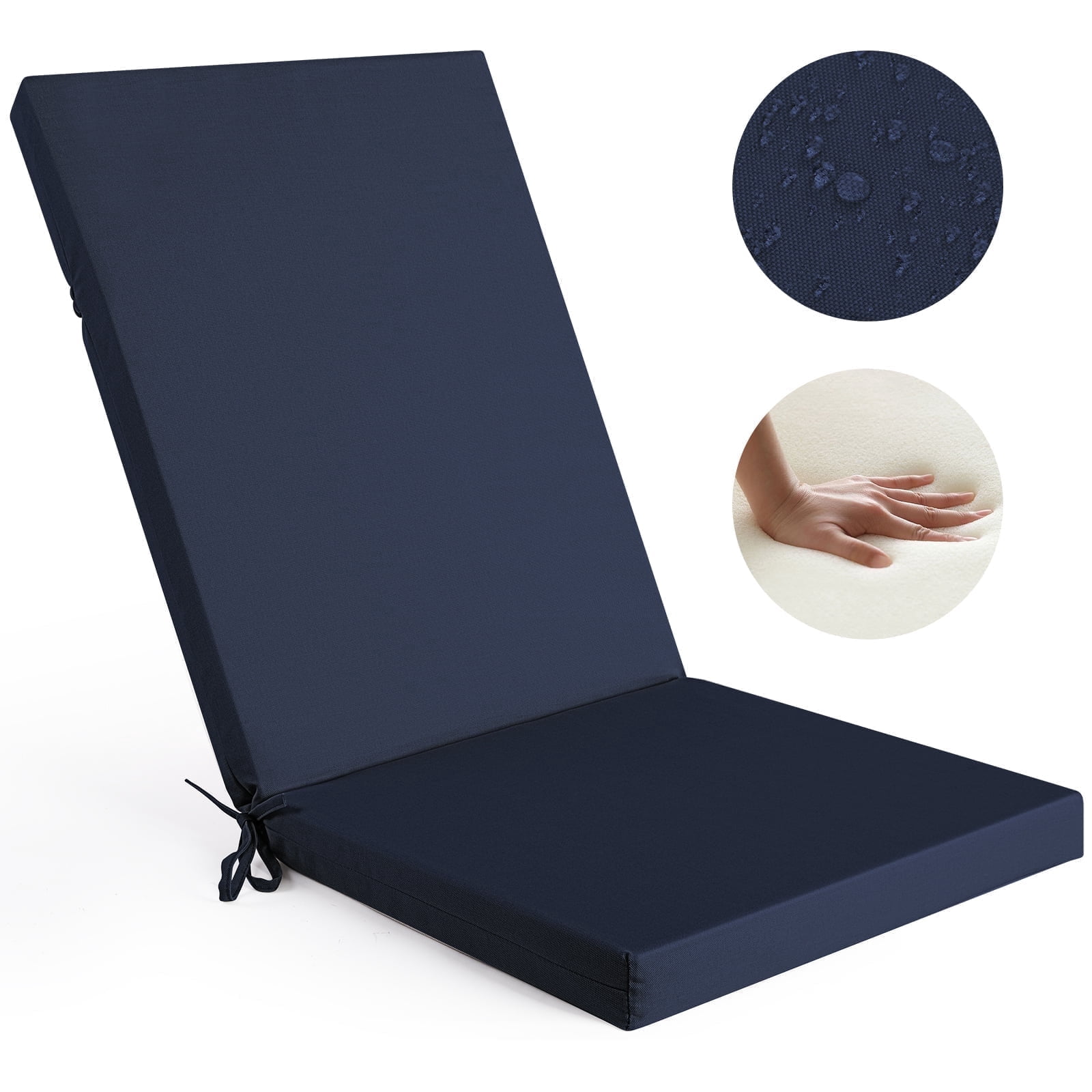 Outdoor Chair Cushions, Thick Patio Seat Cushions Outdoor Chair Pads, 42"L x 18"W Rectangle Waterproof Outdoor Chair Cushion Garden Sofa Couch Chair Pads, Premium Comfortable, Dark Blue