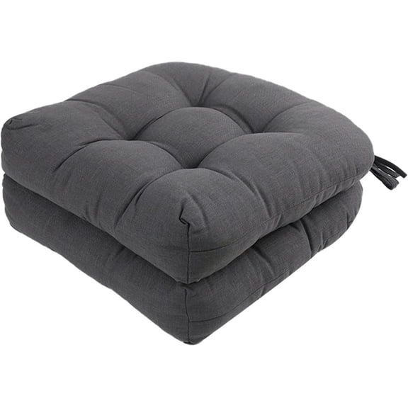 Outdoor Chair Cushions, Outdoor Cushions, Patio Chair Cushions, Indoor Full-Length Ties for Non-Slip Support, Premium Comfortable Thick Fiber, Set of 2 (Grey, 17x17 Inch)