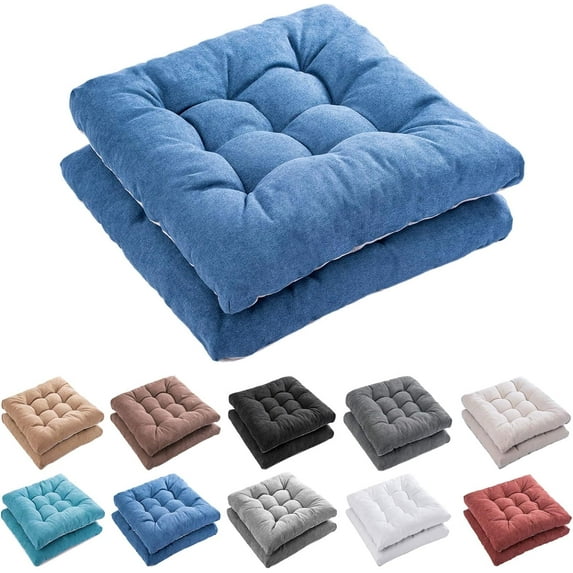 Outdoor Chair Cushions Patio Cushion Premium Comfortable Thick Fill Tufted 19" x 19" Floor Wicker Seat Pads, 2 Count (Grey, 2)