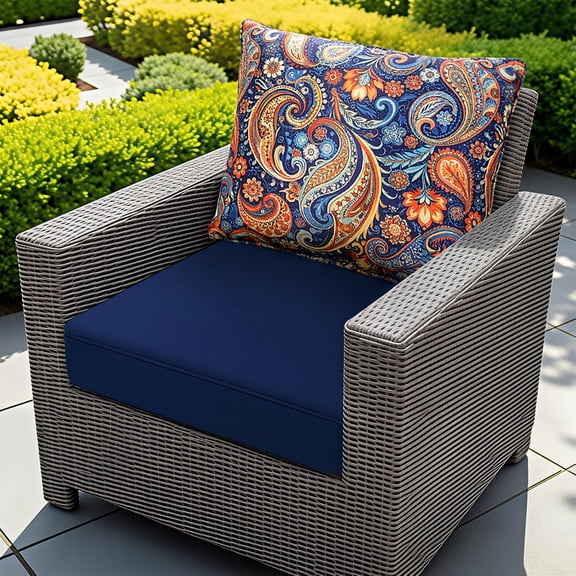 Outdoor Chair Cushions Patio Furniture - 22 x 22 Inch Deep Seat & Pillow Rain-Proof Cover Removable with Ties for Wicker Sofa Couch Sunbrella Outside Red Floral