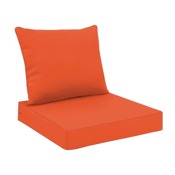 Outdoor Seat Cushions for Patio Furniture Set of 24x24 Inch for Waterproof Replacement Cushions with Removable Cover for Chair Yard Garden Deck,Orange