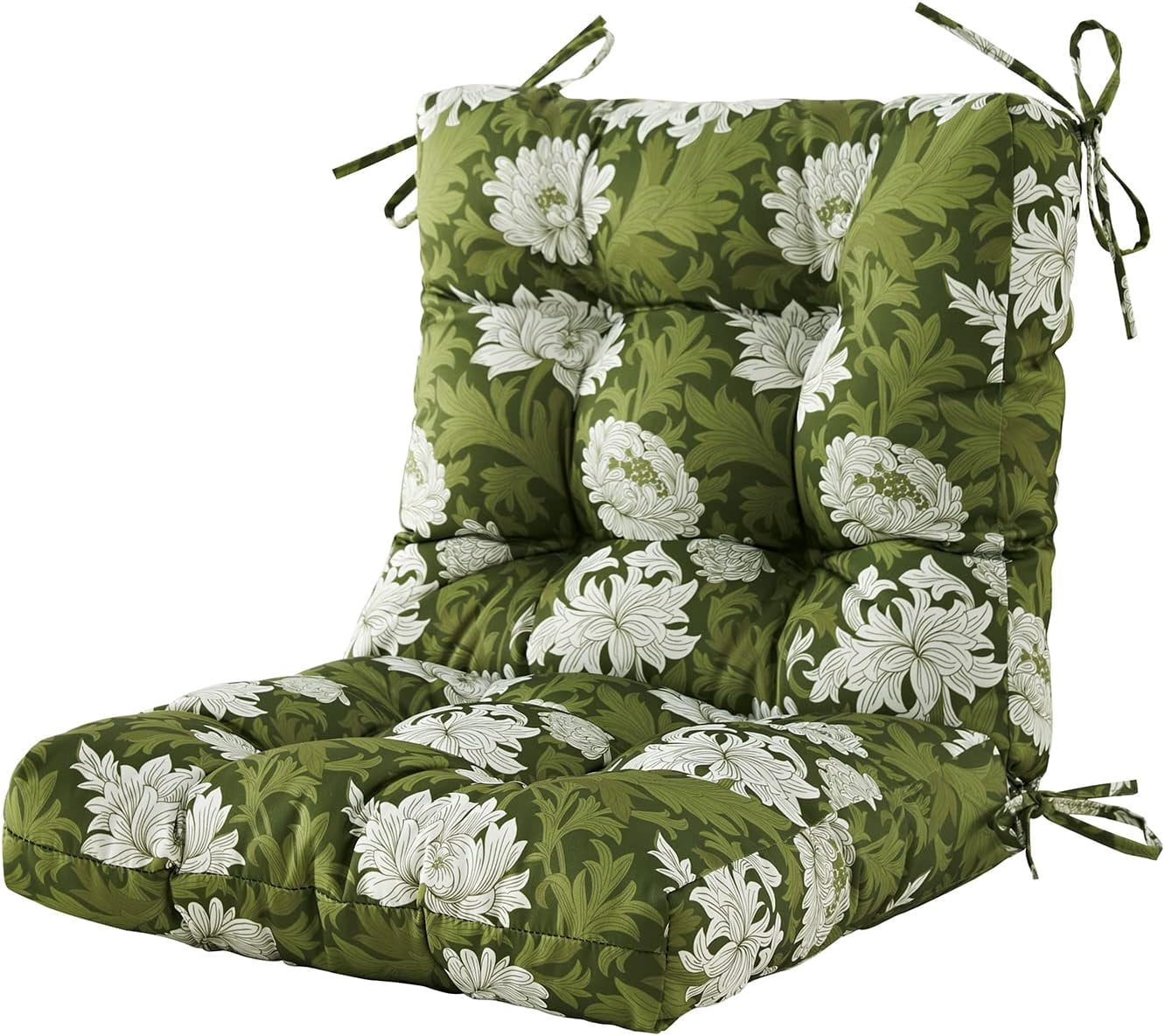 Outdoor Chair Cushions Seat & Low Back,40"x20"x4",Tufted Thick Patio Outside Wicker Chair Seat Cushion Clearance with Ties for Outdoor Furniture,1 Count,Floral