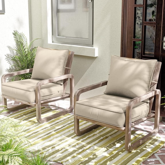 Outdoor Chair Cushions Set 19 L X 19 W X 4 H Inch Waterproof & Fade Resistant Deep Seat and Back Cushions with Removable Covers Outdoor Seat Cushion Set for Chairs and Sofas